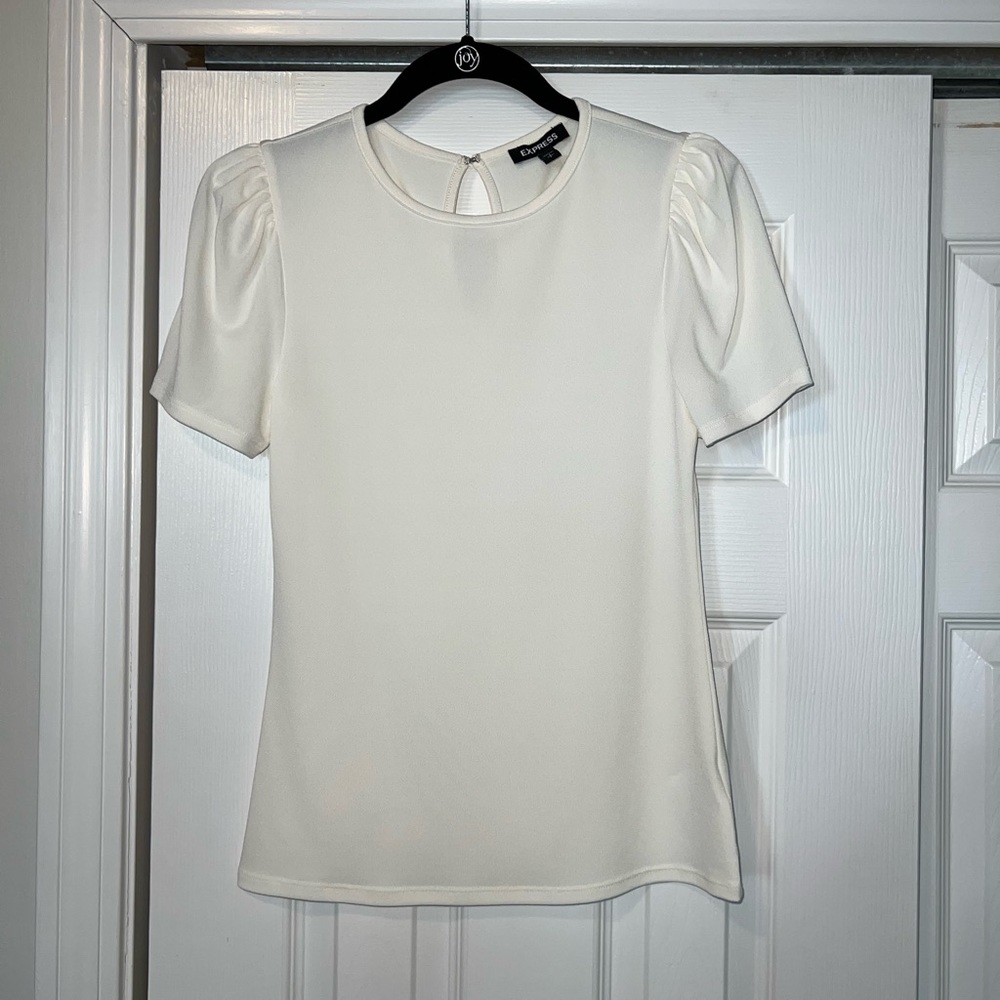 White Express Cap Sleeve blouse, size Small Pt